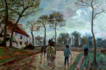 Reproduction tableau camille pissarro : diligence à Louvecienne